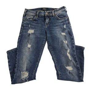 Silver‎ Jeans Co. Boyfriend Distressed Denim Jeans Super Stretch W26 L25